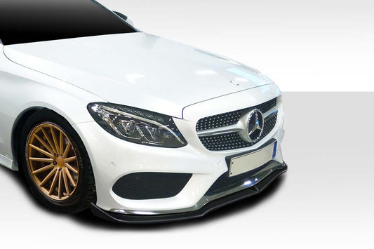 Benz C-Class W205 Front Face 2015-2018 for AMG Package C43 C63 C300 C350 C400 3-Piece Bumper Lip, Car Front Bumper Separator Lip Spoiler Glossy Black