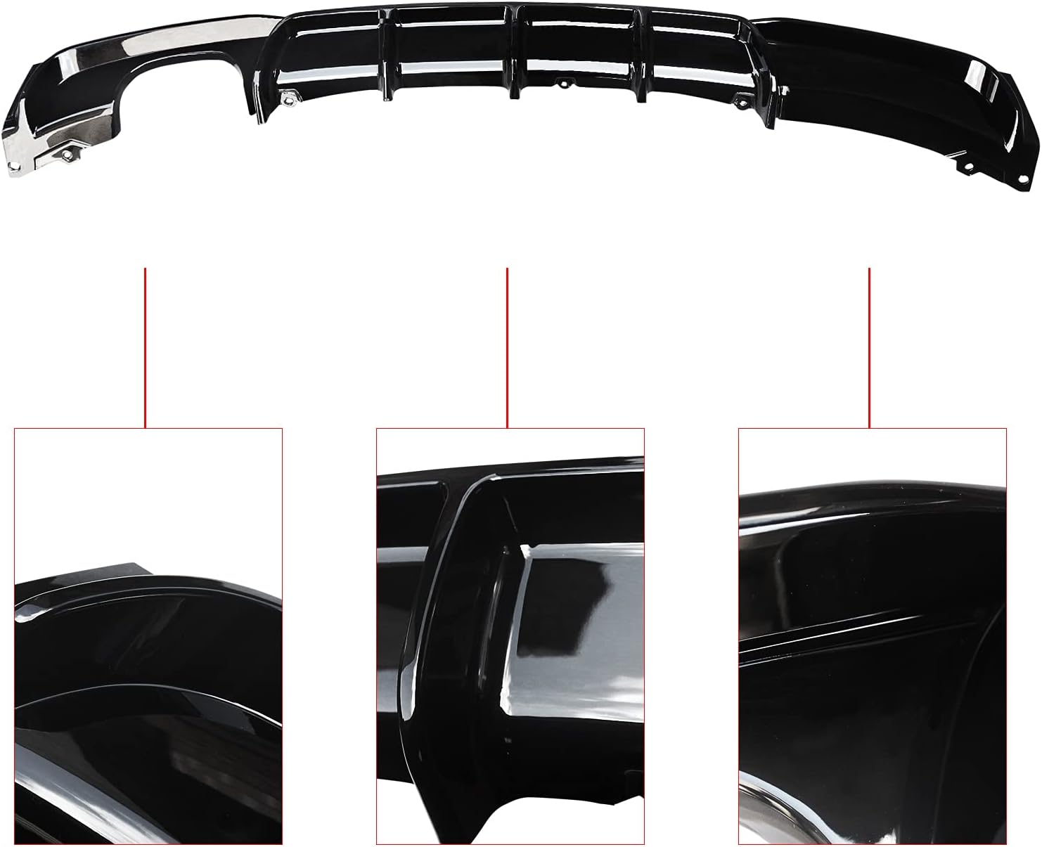Rear Diffuser for 2012-2019 BMW 3 Series F30 F31 320i 330i 340i with M Sport Bumper,Gloss Black ABS Material Lower Bumper Lip single Exhaust - ONECARWORLD