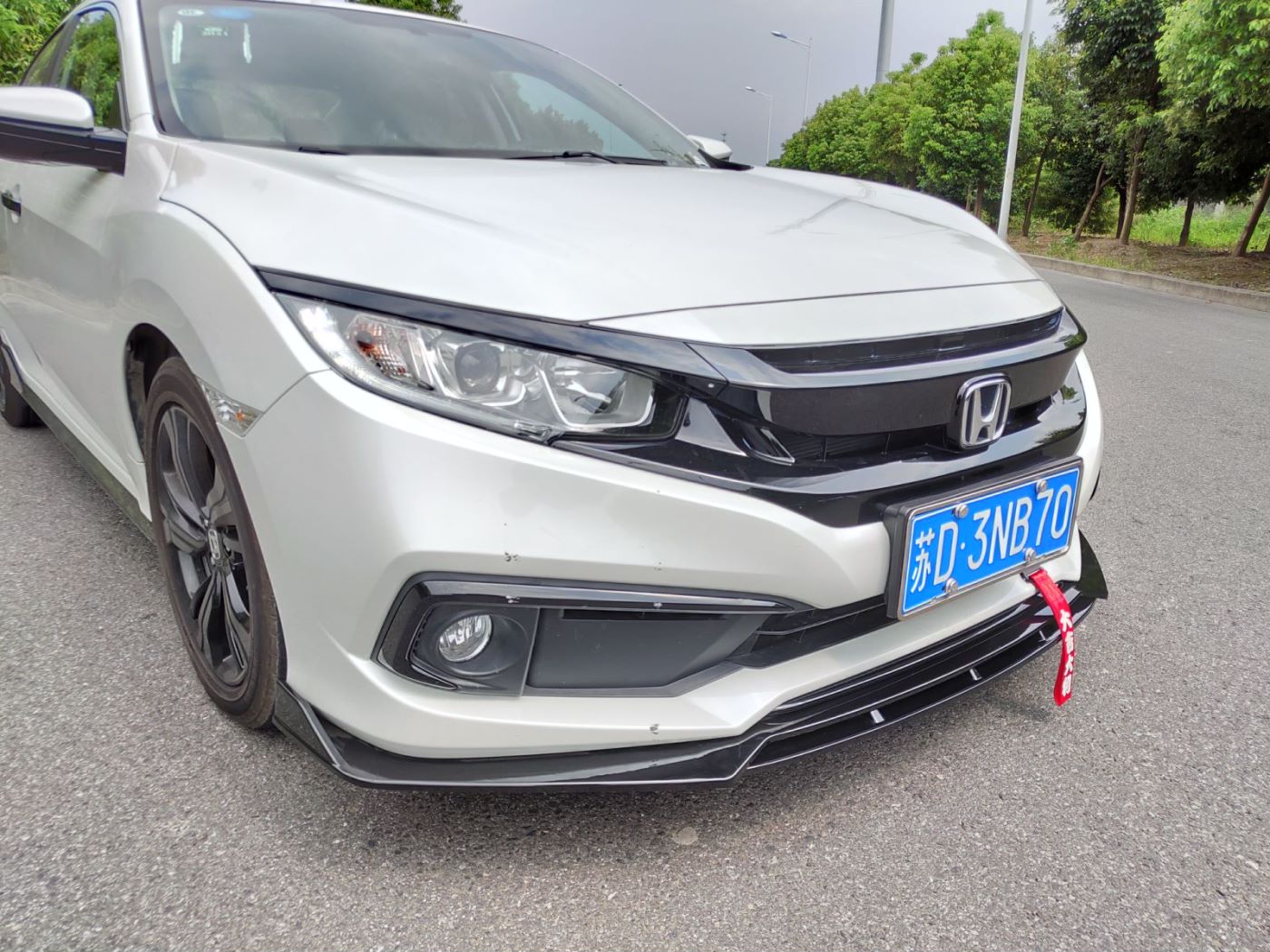 Honda Civic 10th Gen  2016-2020 One Piece Double Layer Front Lip Glossy Black