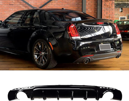 Chrysler 300C SRT Bumper Rear Diffuser fits for 2016-2023, Shark Fin Style Gloss Black Rear Lower Bumper Lip