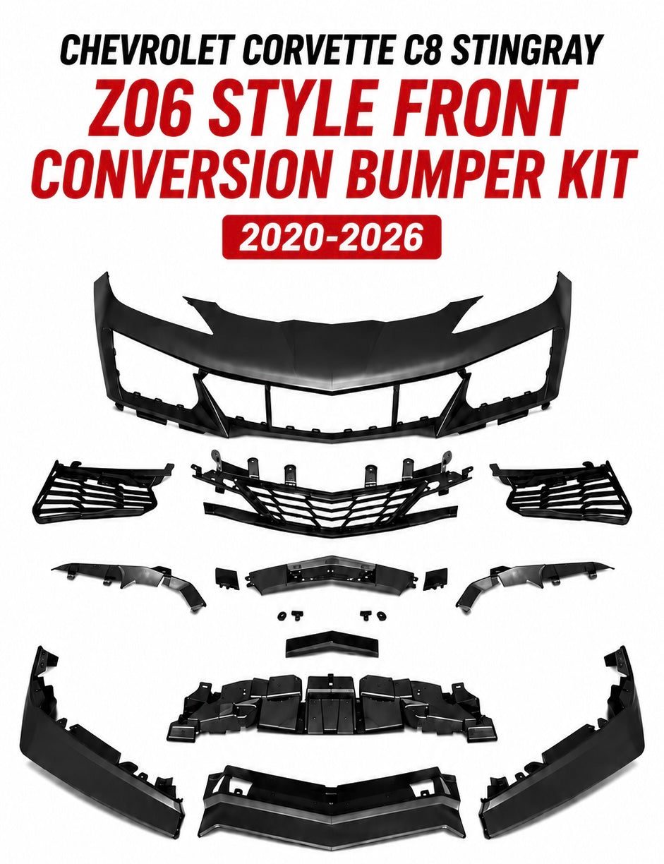 Chevrolet Corvette C8 Stingray Z06 Style Front Conversion Bumper Kit 2020-2026 Unpainted PP Onecarworld