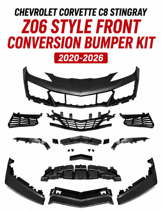 Chevrolet Corvette C8 Stingray Z06 Style Front Conversion Bumper Kit 2020-2026 Unpainted PP Onecarworld