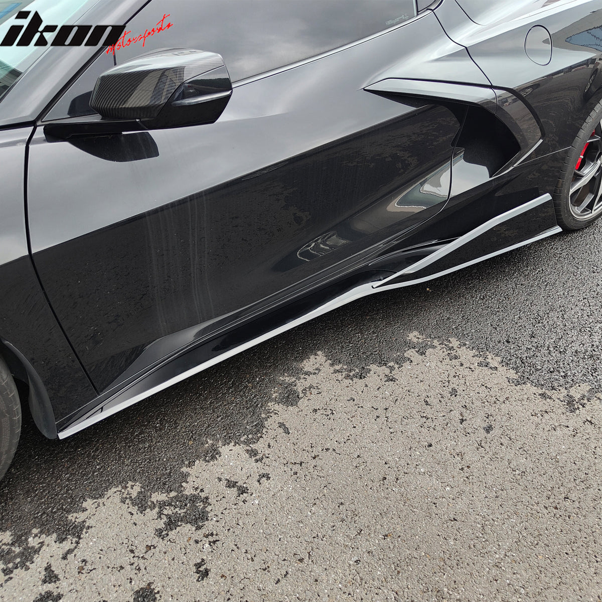 Chevrolet Corvette C8 V1 B Style Gloss Black Side Skirts | 2020-2025 | Premium ABS Aero Side Splitters | Onecarworld