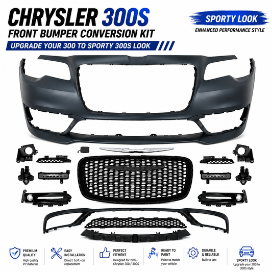 Chrysler 300S Front Bumper Conversion Kit 2012-2023 Glossy Black Sport Style | Onecarworld