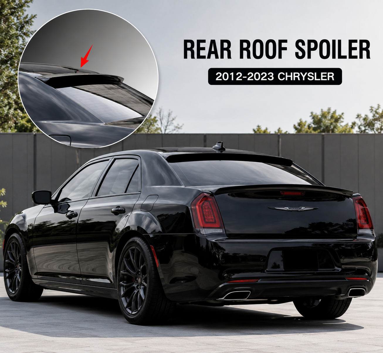 Chrysler 300 Aero Style Rear Roof Spoiler 2012-2023 Glossy Black ABS Window Wing Onecarworld