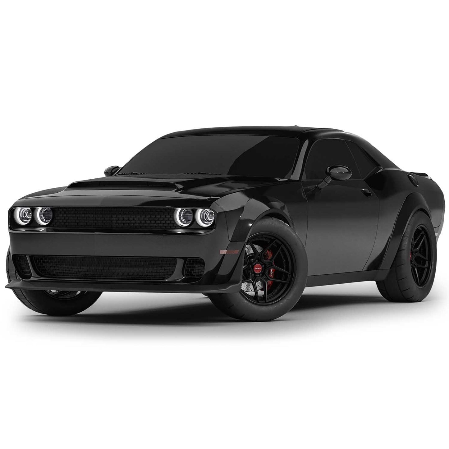 Dodge Challenger Demon Style Front Bumper with Lip, Fender Flares 2015-2023 | Polypropylene | Unpainted  Onecarworld