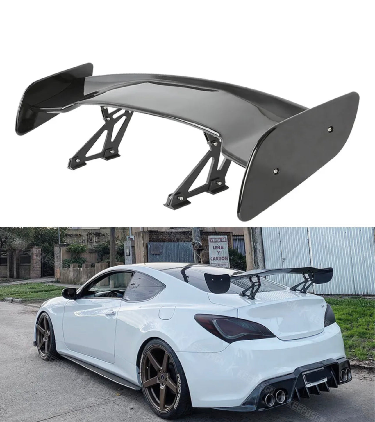 UNIVERSAL 57INCH DRAGON-3 STYLE GLOSSY BLACK REAR TRUNK SPOILER WING FOR ALL SEDAN CARS - ONECARWORLD