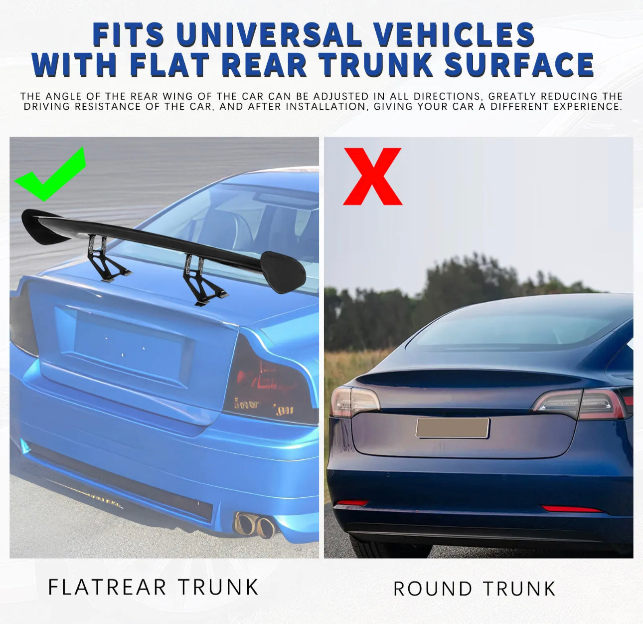 UNIVERSAL 57INCH DRAGON-3 STYLE GLOSSY BLACK REAR TRUNK SPOILER WING FOR ALL SEDAN CARS - ONECARWORLD