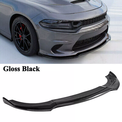 Dodge Charger Front Lip for 2015-2023 SRT, V3 Style Gloss Black PP Front Bumper Lip