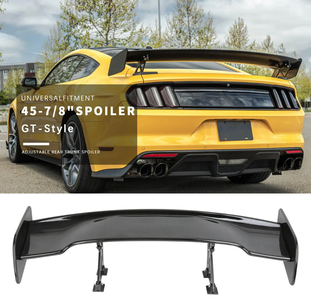 UNIVERSAL 57INCH DRAGON-3 STYLE GLOSSY BLACK REAR TRUNK SPOILER WING FOR ALL SEDAN CARS - ONECARWORLD