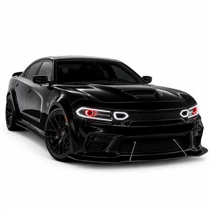 Dodge Charger Widebody Front Grille with LED Snorkel Lights & Legs 2015-2023 Gloss Black | Onecarworld