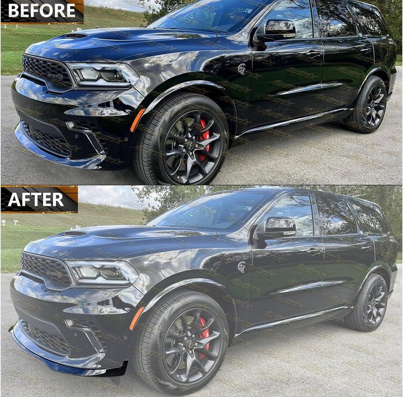 For 2021–2025 Dodge Durango SRT Style Front Bumper Lip (Unpainted) & Rear Diffuser (Gloss Black) Conversion Kit