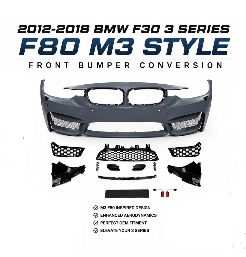 BMW 3 Series F30 M3 Style Front Bumper Conversion 2012-2018 Unpainted Primer Onecarworld