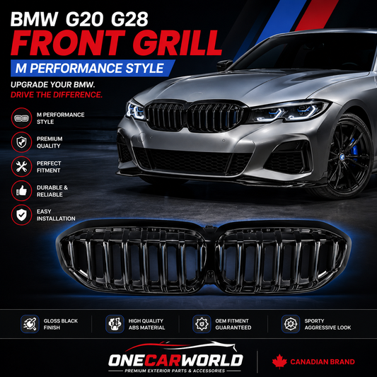 BMW 3 Series G20 G21 G28 2019-2022 Gloss Black Single Slat Front Kidney Grille Replacement Onecarworld