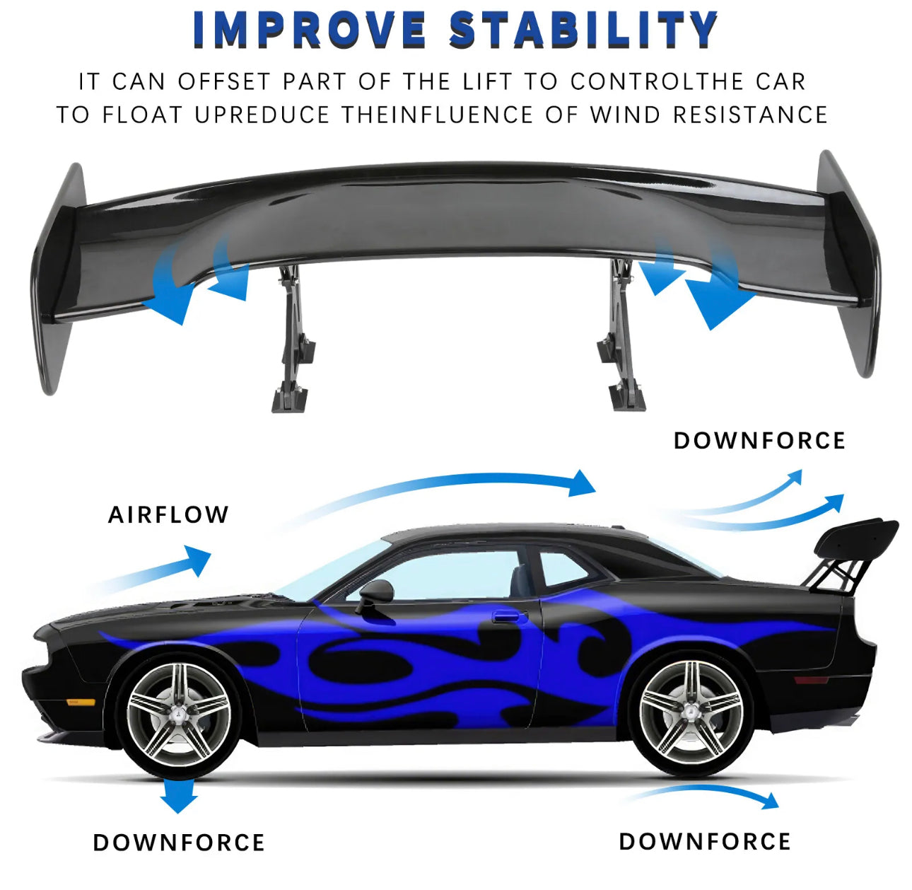 UNIVERSAL 57INCH DRAGON-3 STYLE GLOSSY BLACK REAR TRUNK SPOILER WING FOR ALL SEDAN CARS - ONECARWORLD