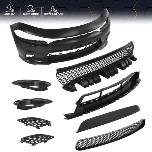 Dodge Charger Front Bumper 2015-2023 SRT Style Conversion Kit Unpainted PP Without Fog Lamp Option Onecarworld