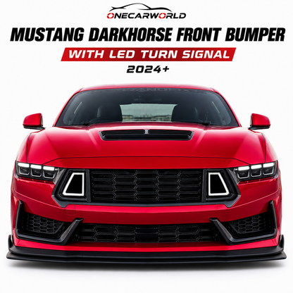 2024+ Ford Mustang Dark Horse Style Front Bumper Conversion – LED Grille – Black – Onecarworld