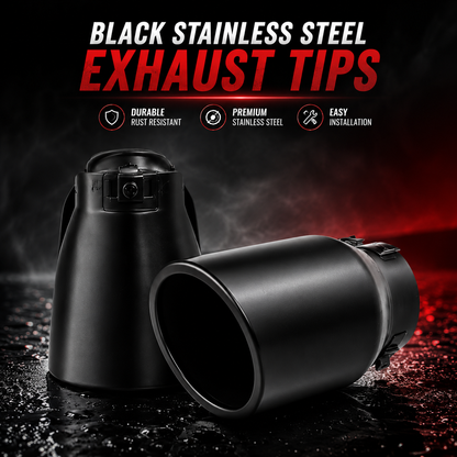 Chrysler 300 2015-2023 SRT Style Round Exhaust Tips Black Stainless Steel Pair Onecarworld