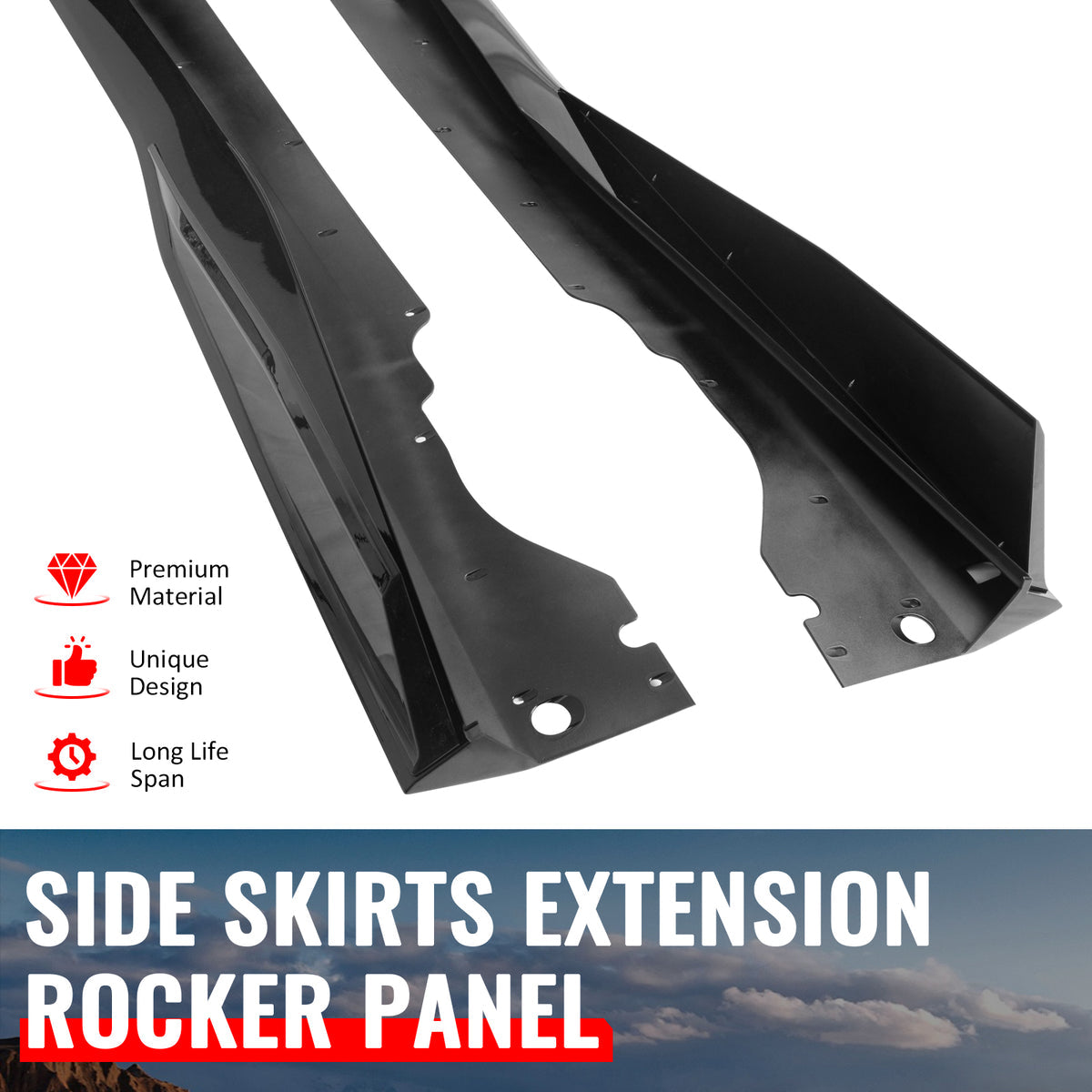 Chevrolet Corvette C8 V1 B Style Gloss Black Side Skirts | 2020-2025 | Premium ABS Aero Side Splitters | Onecarworld