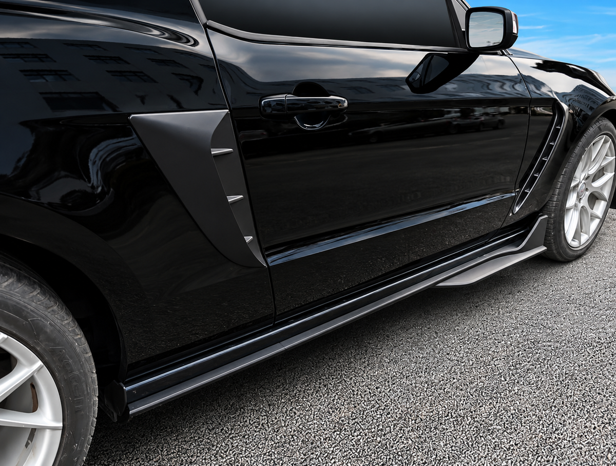 Ford Mustang GT500 Style 
2010-2014 Glossy Black Side Skirts  for all trims Onecarworld
