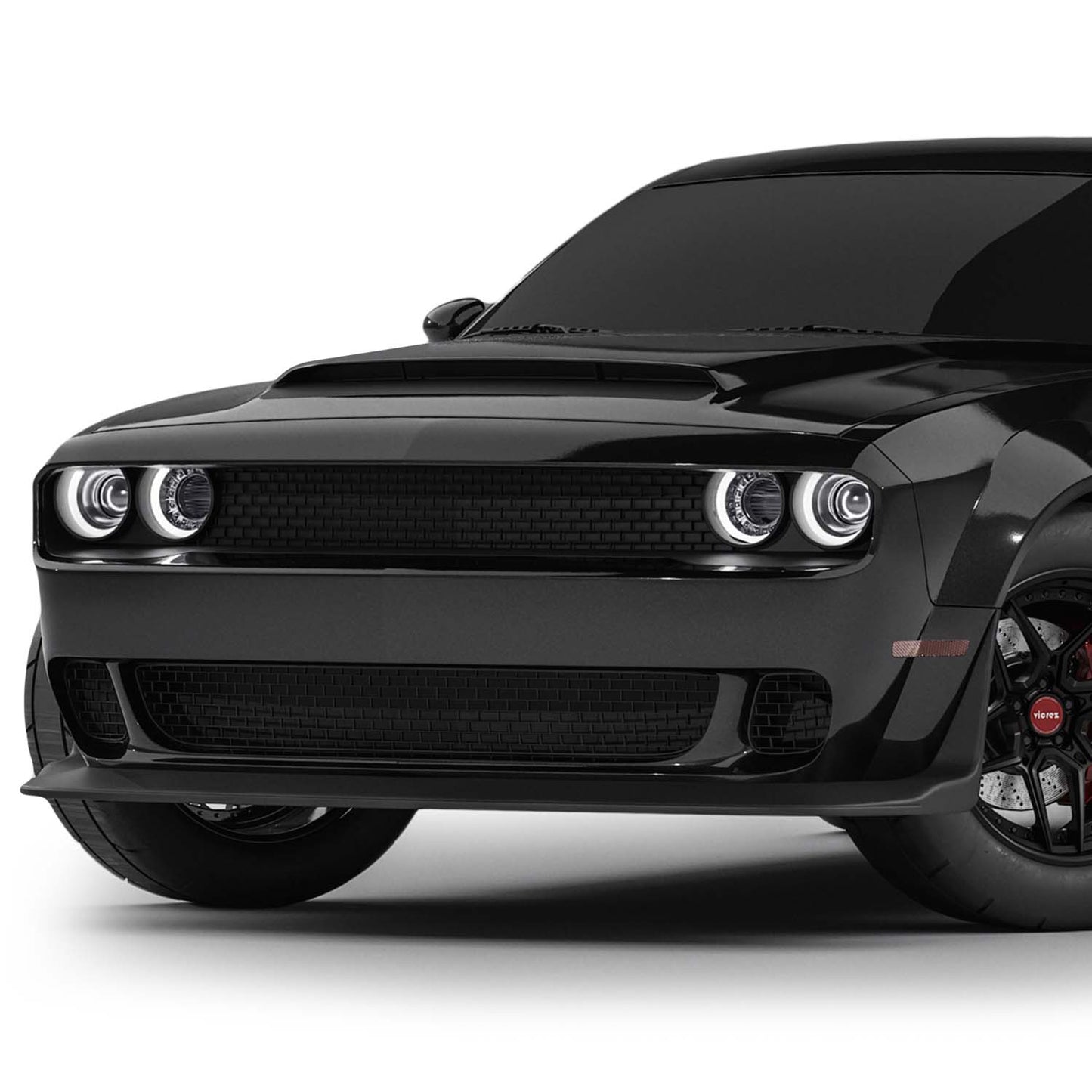 Dodge Challenger Demon Style Front Bumper with Lip, Fender Flares 2015-2023 | Polypropylene | Unpainted  Onecarworld