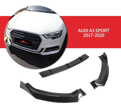 Audi A3 S3 Sport 2017-2020 Glossy Black Flexible Unbreakable Plastic Front Lip – OneCarWorld
