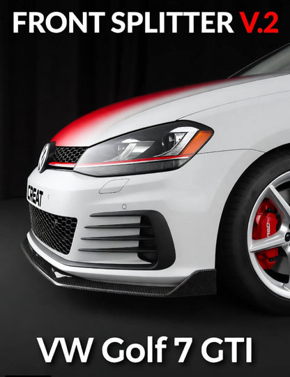 Volkswagen Golf (MK7) GTI 2014-2016 Front lip Glossy Black OneCarWorld