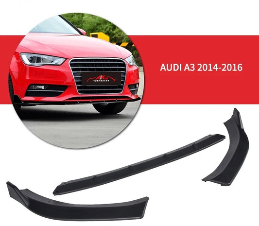 Audi A3 Front Lip 2014-2016 Glossy Black, Flexible & Non-Breakable