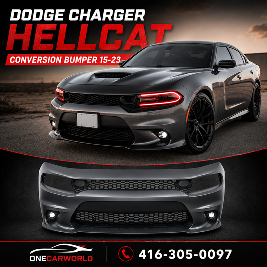 Dodge Charger Front Conversion Bumper Hellcat Style With fog lamp Option 2015-2023 Unpainted Primer Onecarworld