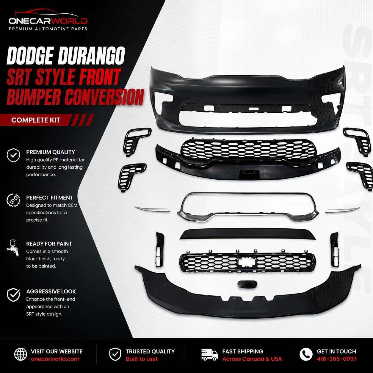 Dodge Durango SRT Style Front Bumper Conversion 2011+ | Onecarworld