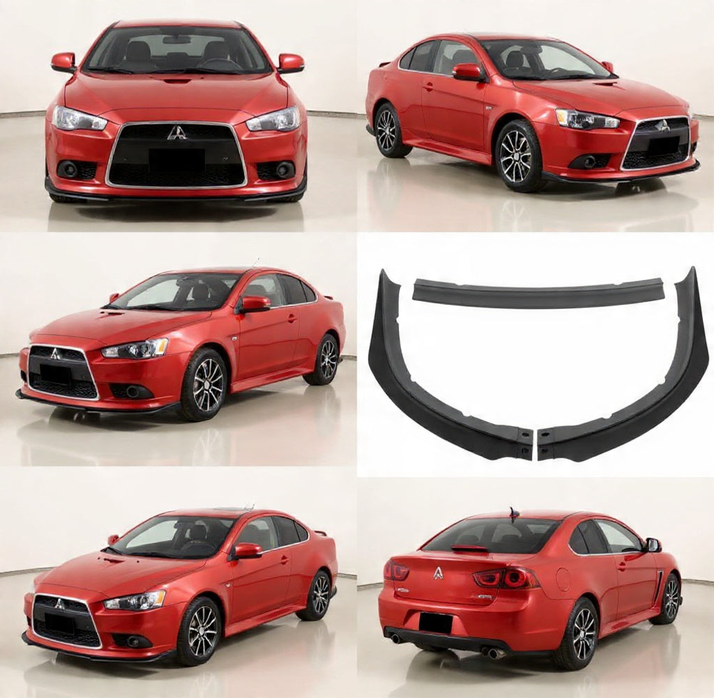 Mitsubishi Lancer Ralliart Lancer GT & GTS RA-Style Front Bumper Lip | Gloss Black | Fits 2009–2015 Onecarworld
