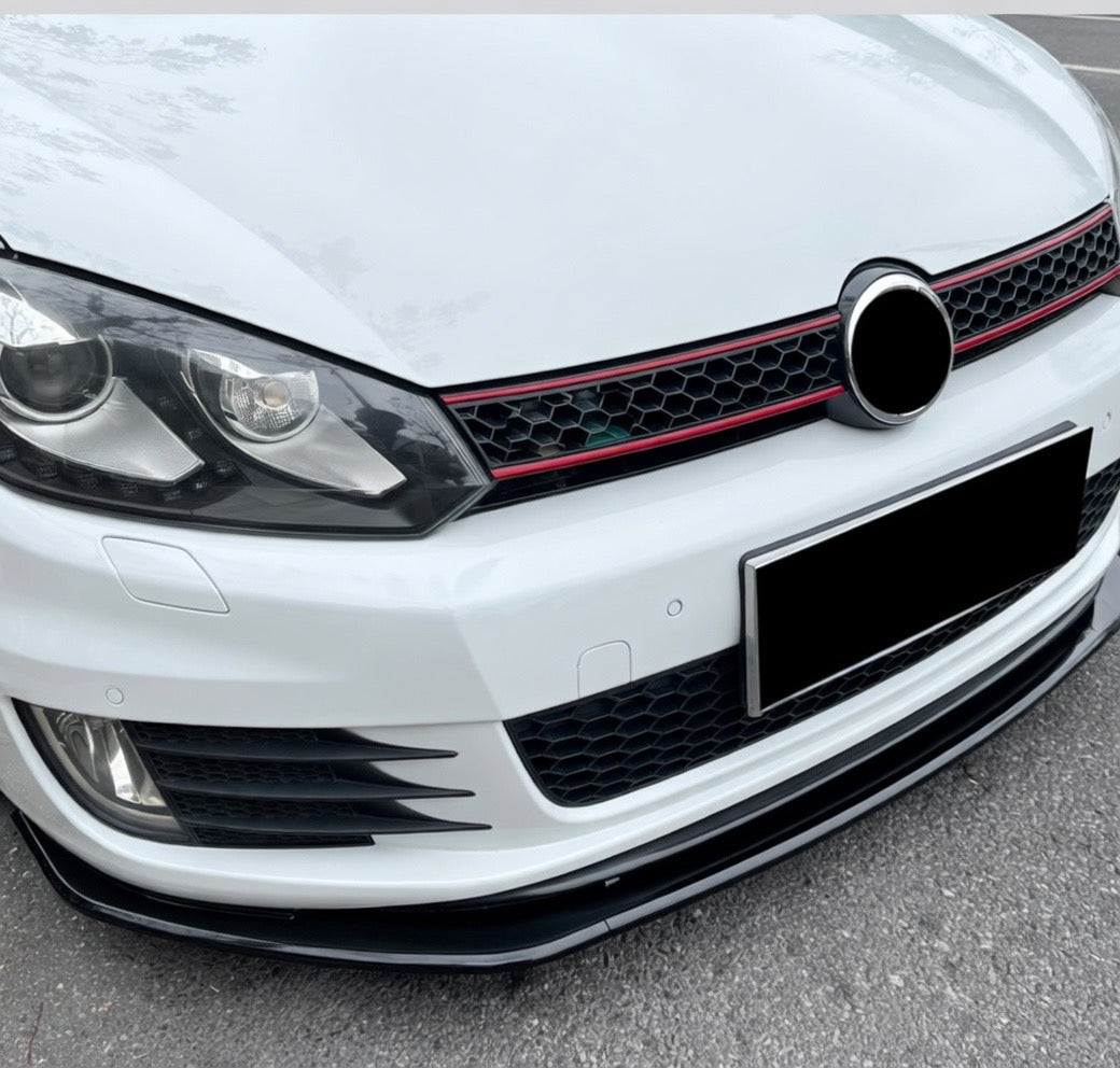 Volkswagen Golf MK6 R 2008–2012 Front Lip Splitter One Piece Gloss Black Lower Bumper Lip Spoiler Onecarworld
