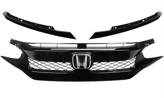 Gloss Black TR Style Front Grille for Honda Civic 2016–2021 (Sedan, Coupe, Hatchback, Si)
