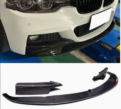 BMW F30 F31 328i 335i 2012-2019 Carbon Fiber Style Front Bumper Spoiler Lip One Piece Onecarworld