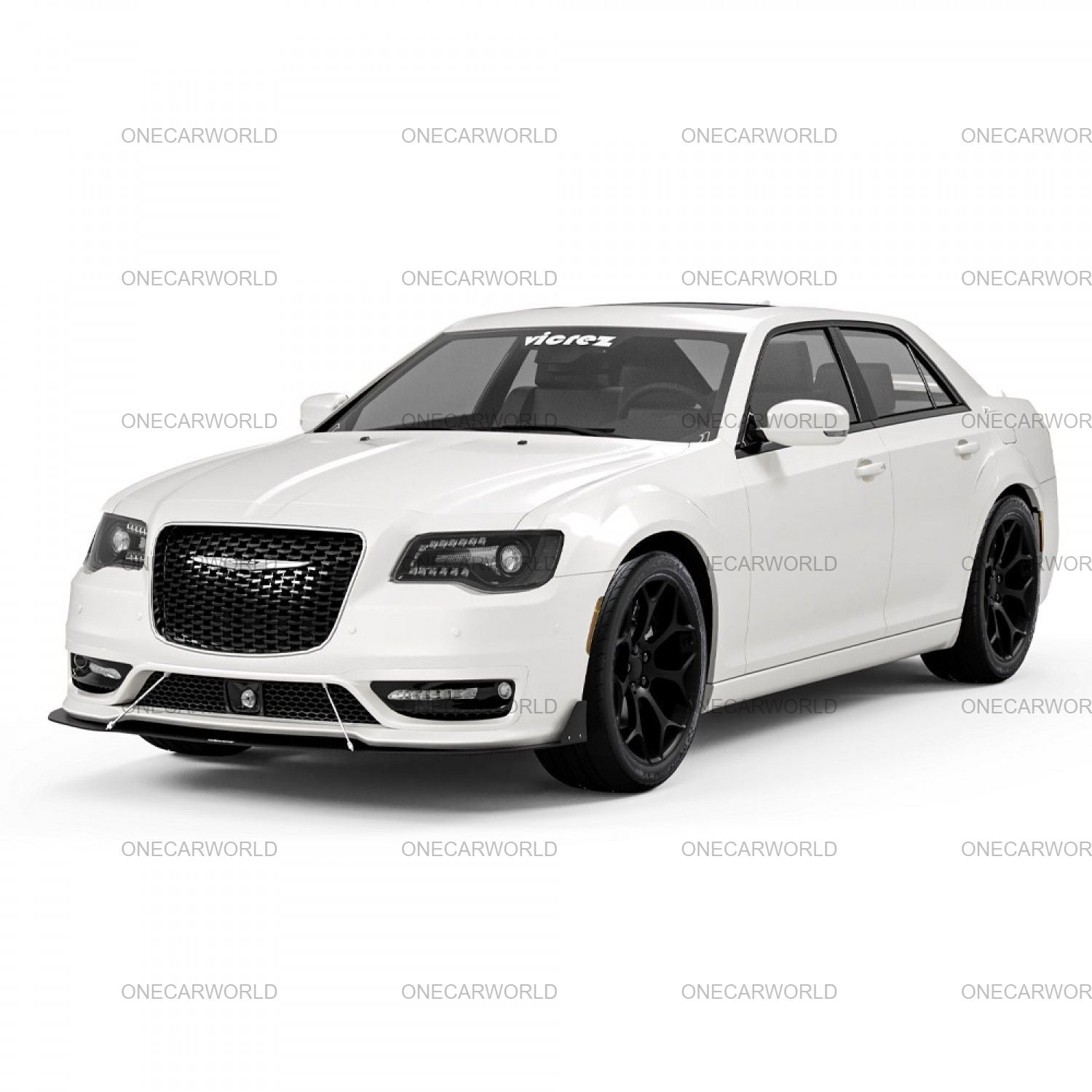 Chrysler 300S (2015–2023) with SRT-style front bumper, fog lamps, and DRL upgrade – white sedan with aftermarket aggressive styling
