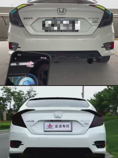 LED Tail Lights for Honda Civic 2016-2021 RGB Taillights Assembly for Honda Civic 10th Gen 2016/2017/2018/2019/2020/2021 Sequential Turn Signal, DRL,High & Low Beam Plug & Play (Sedans Only)