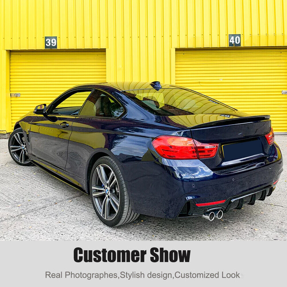 2014-2020 BMW 4 Series F32 F33 F36, Front Lip & Rear Diffuser & Side Skirts ABS Painted Gloss Black M Sports - ONECARWORLD
