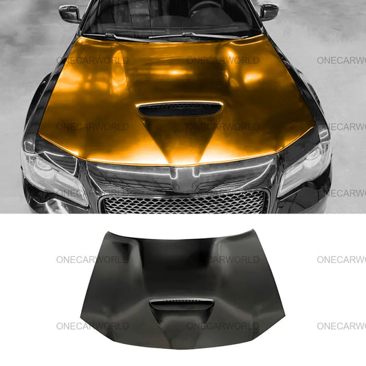 Chrysler 300 Daytona Style Hood with Center Vent Compatible with 2011–2024 Aluminum Unpainted Black OneCarWorld