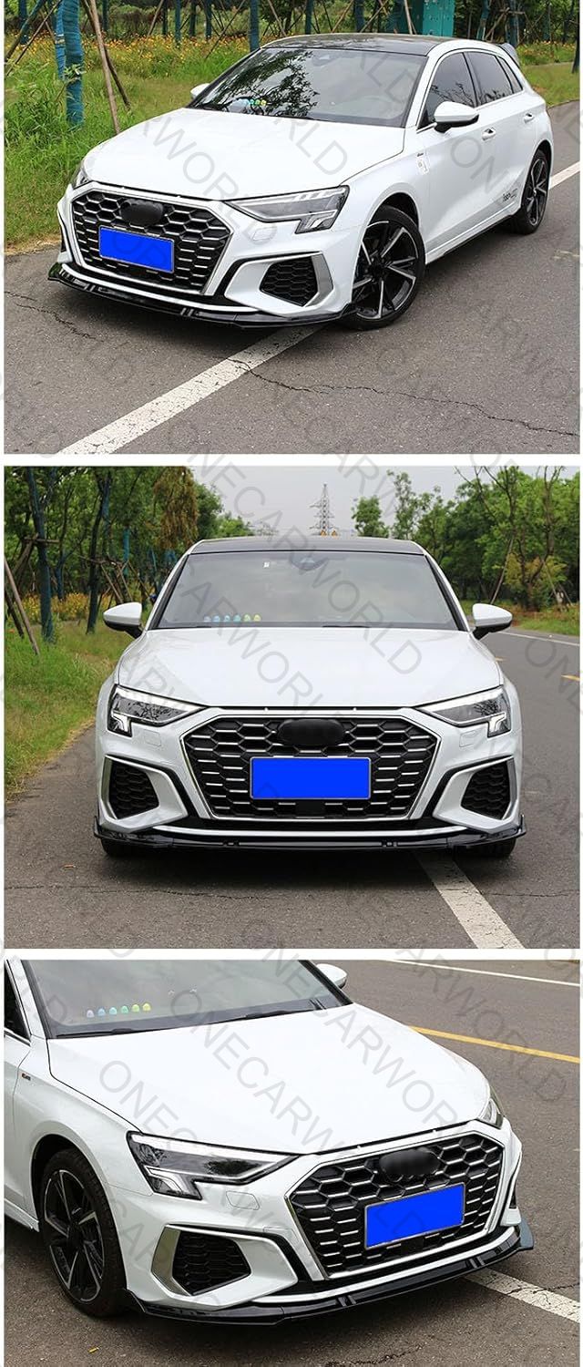 Audi A3 Front Bumper Lip 2021+ Gloss Black Onecarworld