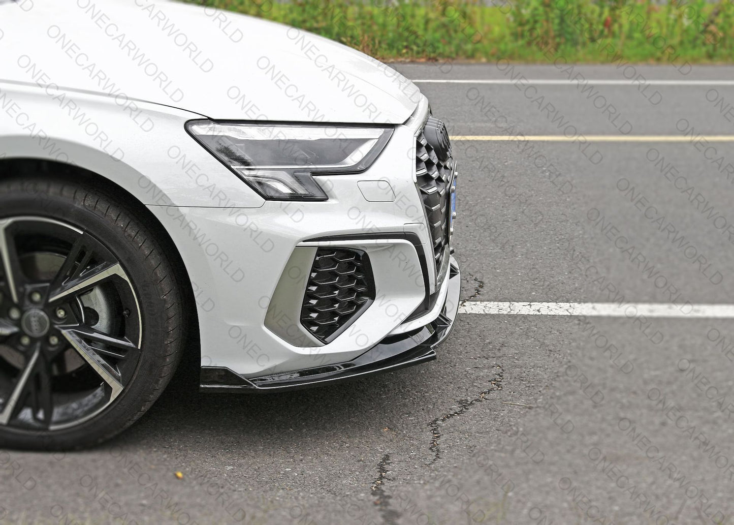 Audi A3 Front Bumper Lip 2021+ Gloss Black Onecarworld