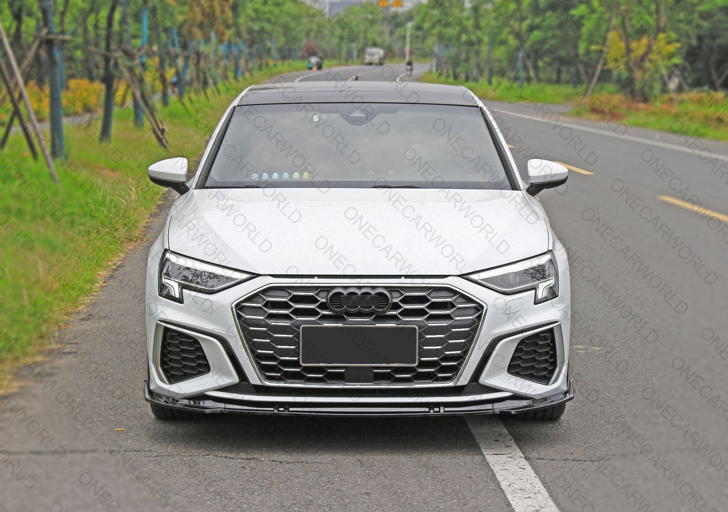 Audi A3 Front Bumper Lip 2021+ Gloss Black Onecarworld