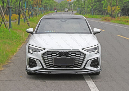 Audi A3 Front Bumper Lip 2021+ Gloss Black Onecarworld