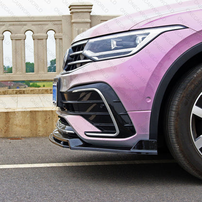 Volkswagen Tiguan R-Line Front Bumper Lip 2022+ Gloss Black Onecarworld