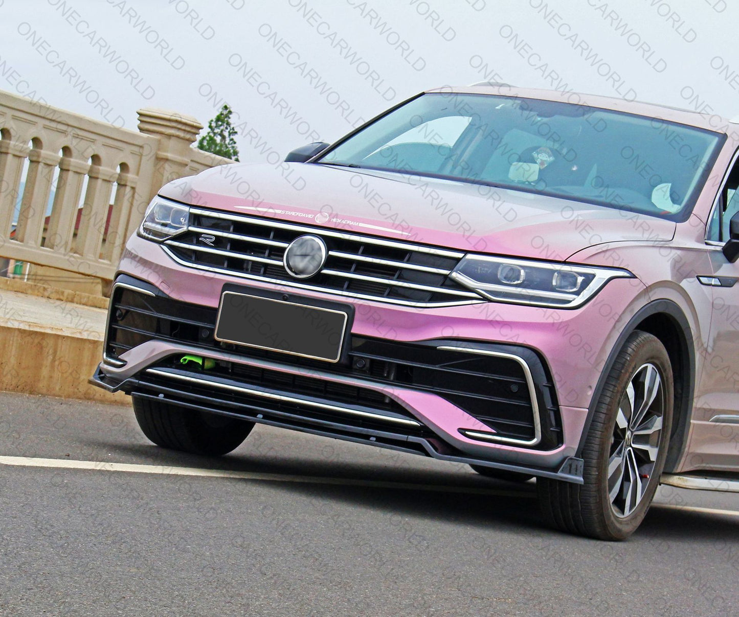 Volkswagen Tiguan R-Line Front Bumper Lip 2022+ Gloss Black Onecarworld