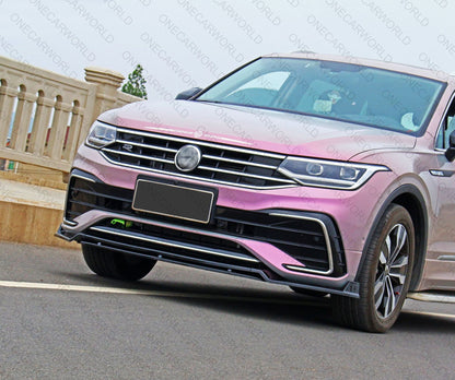 Volkswagen Tiguan R-Line Front Bumper Lip 2022+ Gloss Black Onecarworld