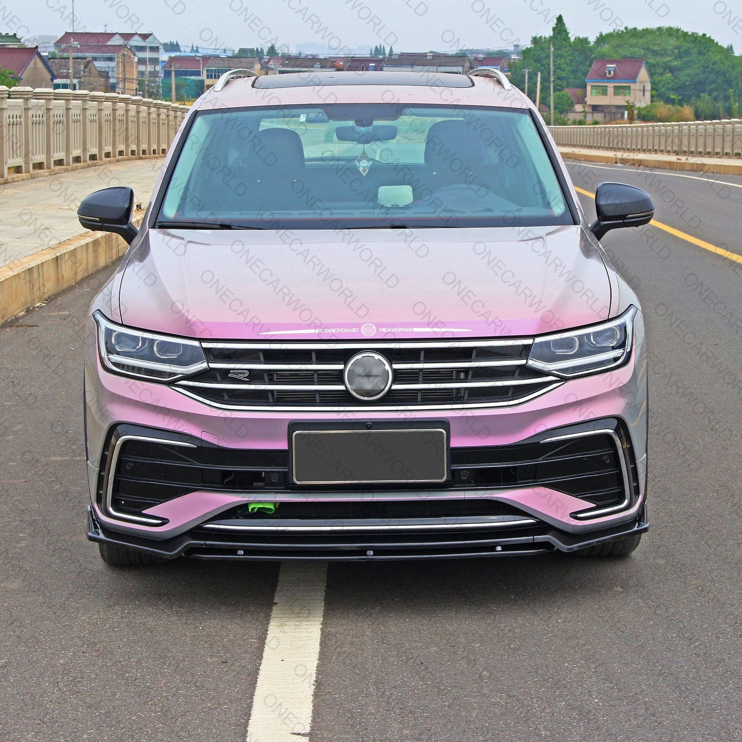 Volkswagen Tiguan R-Line Front Bumper Lip 2022+ Gloss Black Onecarworld