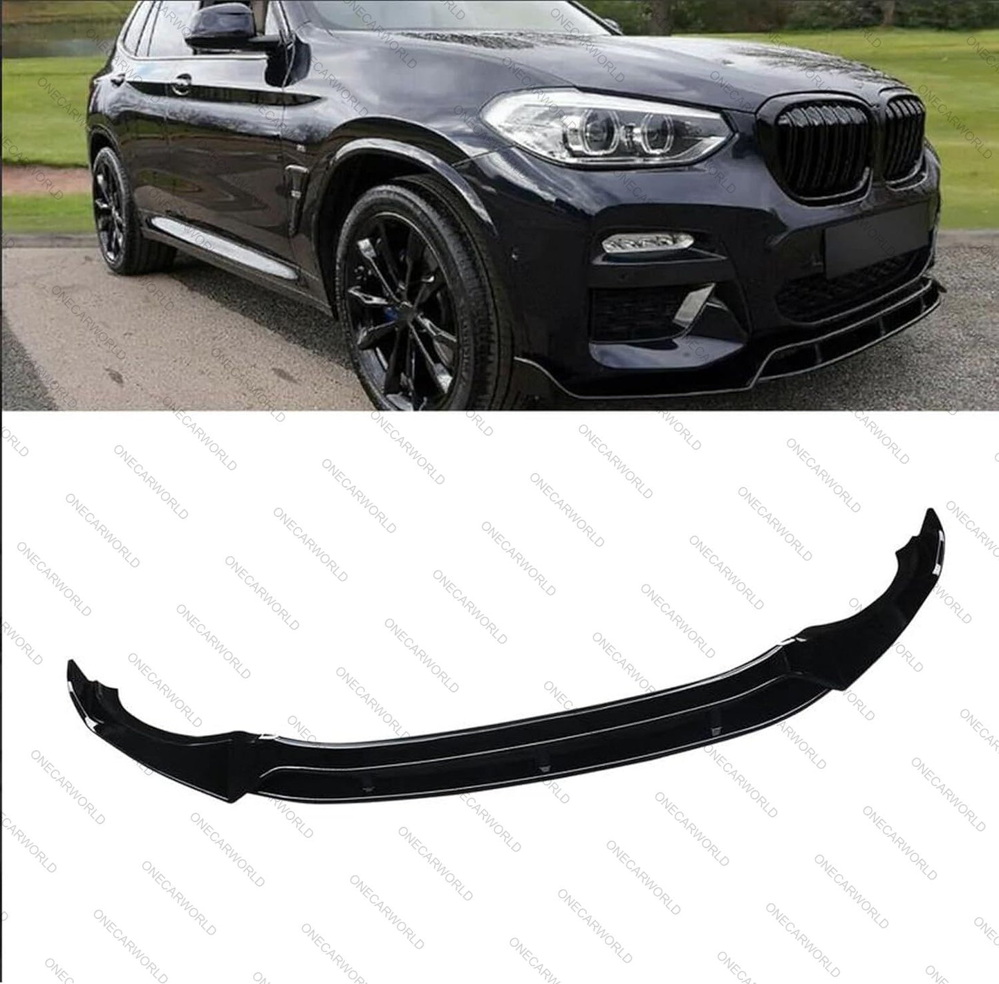 BMW X3 G01 X4 G02 M Sport 2018-2021 One Piece Front Bumper Lip Splitter Gloss Black Onecarworld