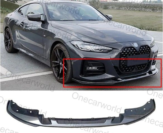 BMW 2021+ 4 Series G22 G23 M Sport Gloss Black 3D Style Front Bumper Lip Onecarworld