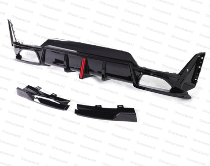 BMW G20 330i M340i 2023+ LCI Rear Diffuser with Light and Rear Lip Glossy Black ABS Plastic Onecarworld