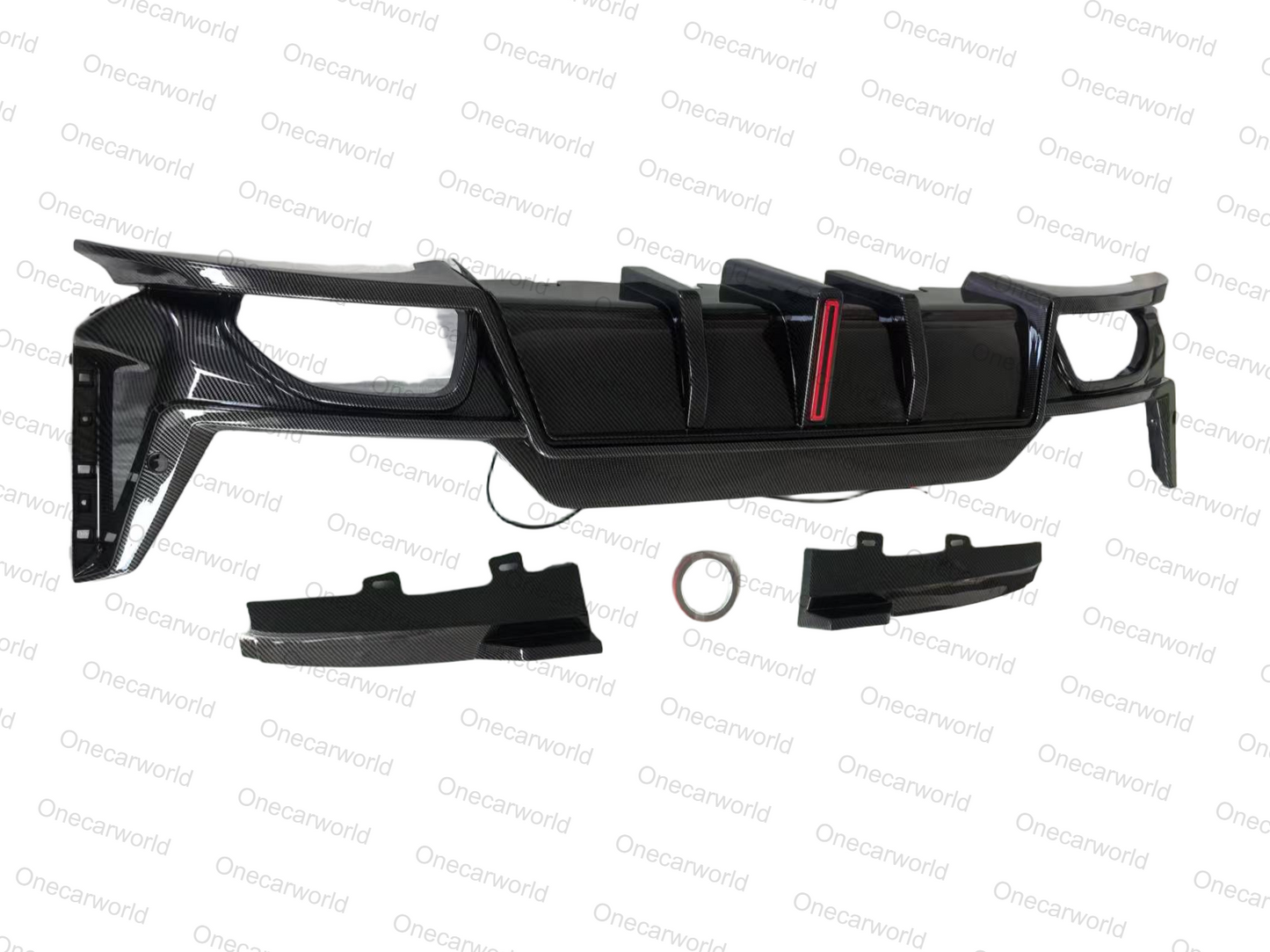 BMW G20 330i M340i 2023+ LCI Rear Diffuser with Light and Rear Lip Carbon Fiber Style ABS Plastic Onecarworld